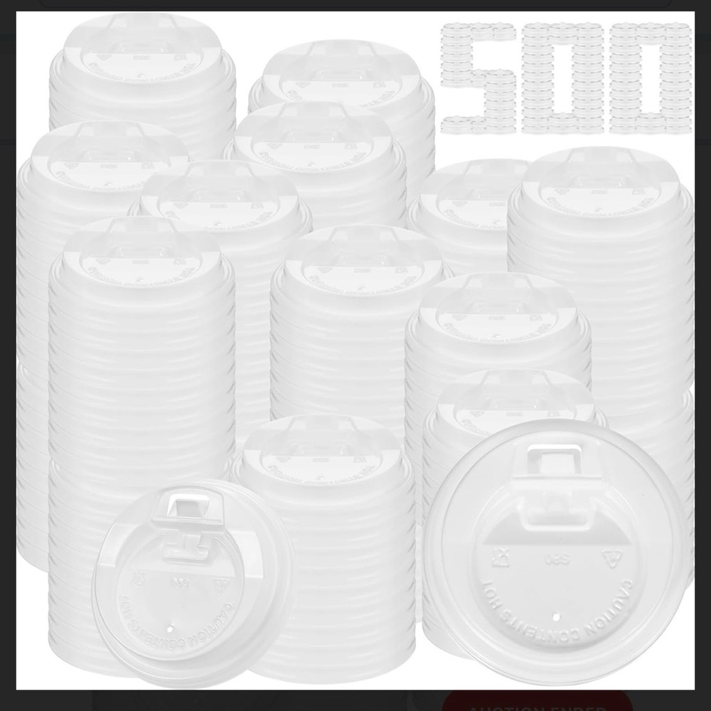 White Plastic Cup Lids - Pack of 500